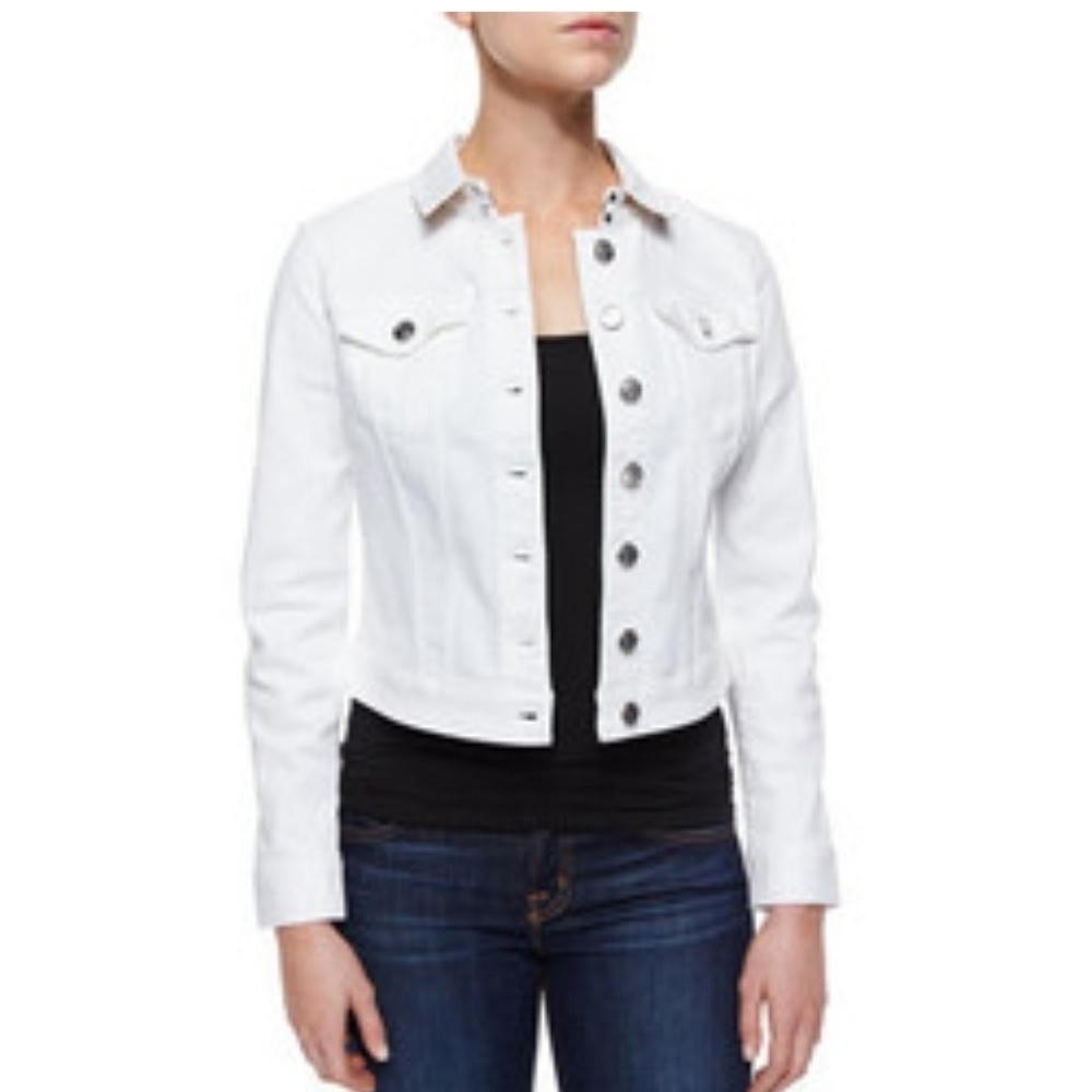 Burberry Brit White Denim Trucker Jacket Vintage Cropped Small